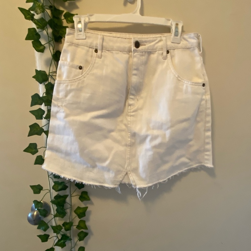 Cream Jean Mini Skirt